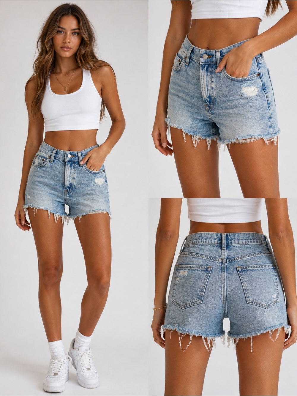 GAP Light Blue Distressed Denim Cutoff Shorts